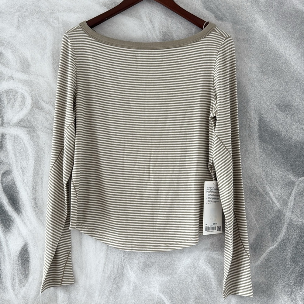 lululemon athletica Striped Long Sleeve Tee - Cream and Gray